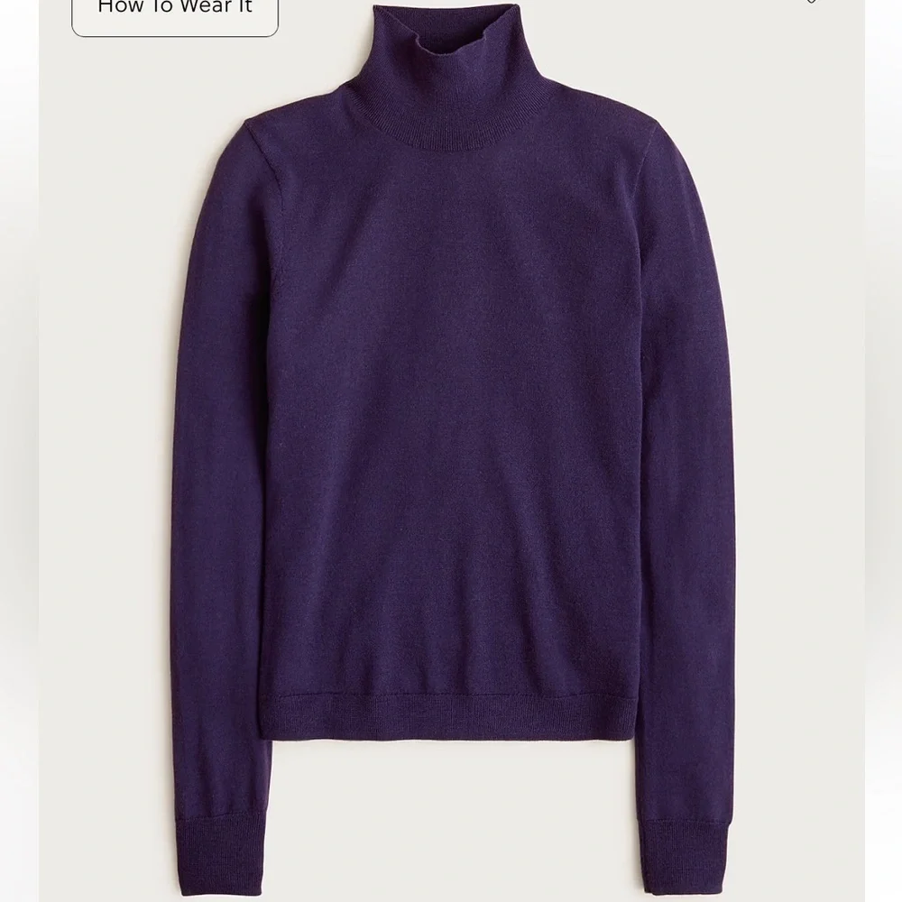 J crew dark purple Carolyn turtleneck sweater in merino wool